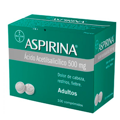 Ácido acetilsalicílico Aspirina adultos 500 mg x 100 comprimidos