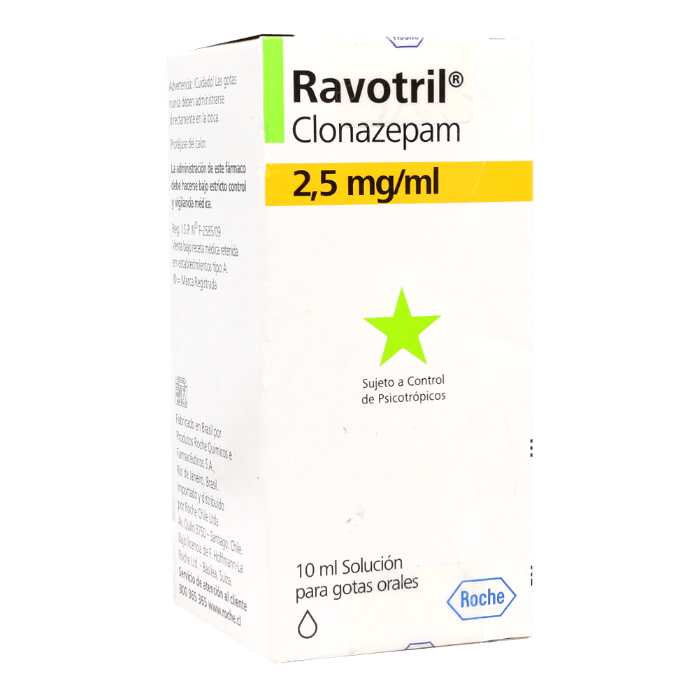 RAVOTRIL SOLUCIÓN PARA GOTAS ORALES 2,5mg/mL (CLONAZEPAM)