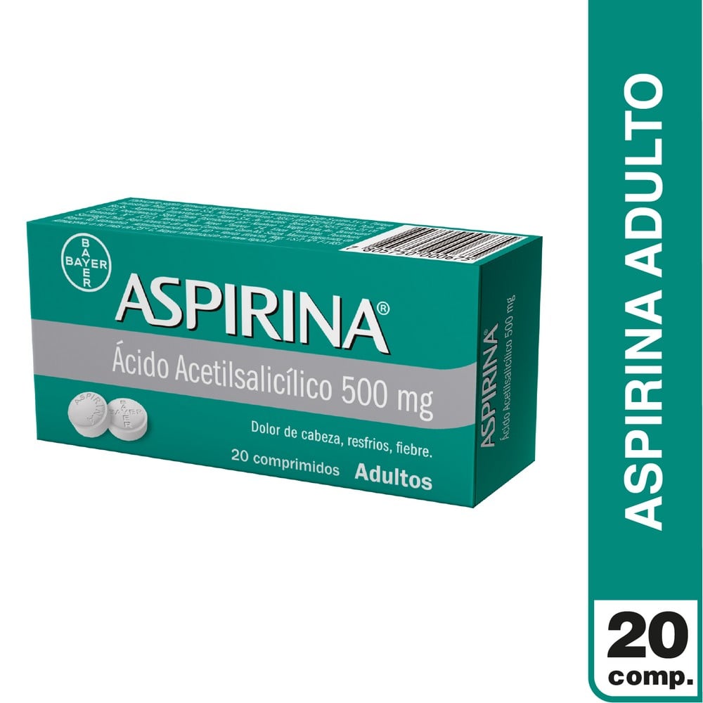Aspirina Adulto Ácido Acetilsalicílico 500 mg 20 Comprimidos