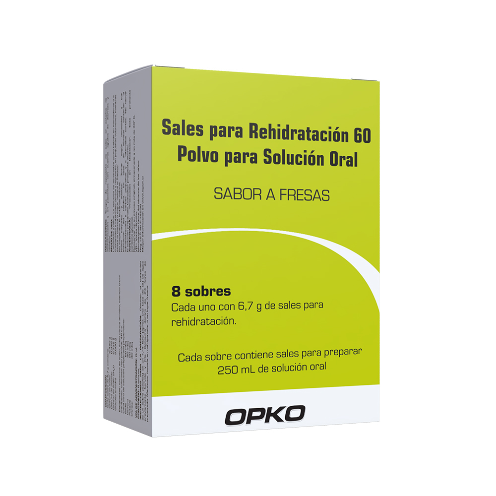 Sales para Rehidratación 60 Cloruro de Sodio 3,5 gr Polvo para Suspensión Oral 8 Sobres Sabor Fresa