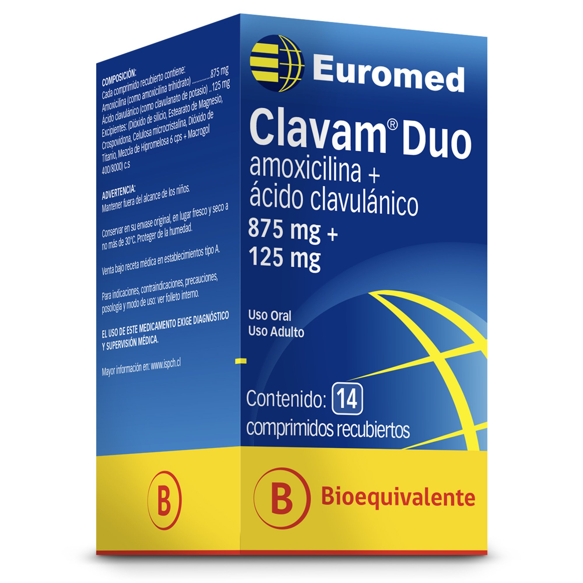 Clavam Duo Amoxicilina 875 mg 14 Comprimidos Recubierto