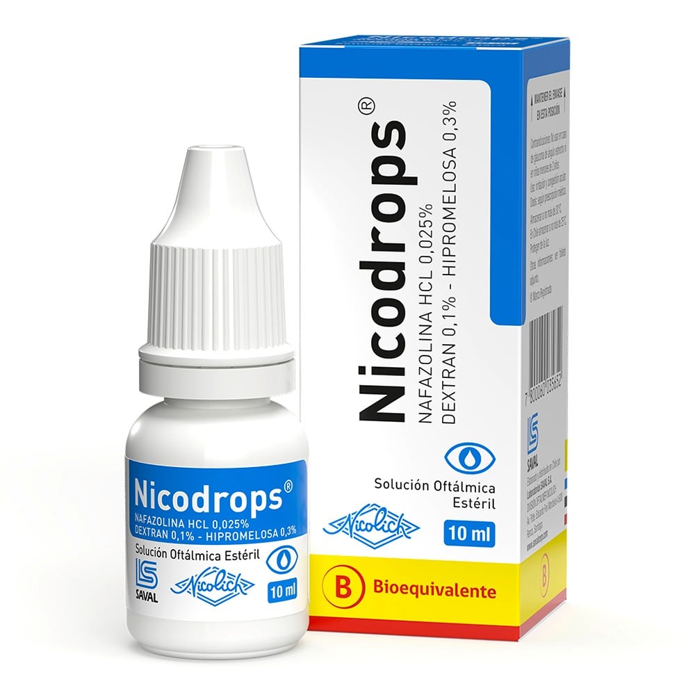 Nicodrops Nafazolina 25 mg Solucion Oftalmica 10 mL