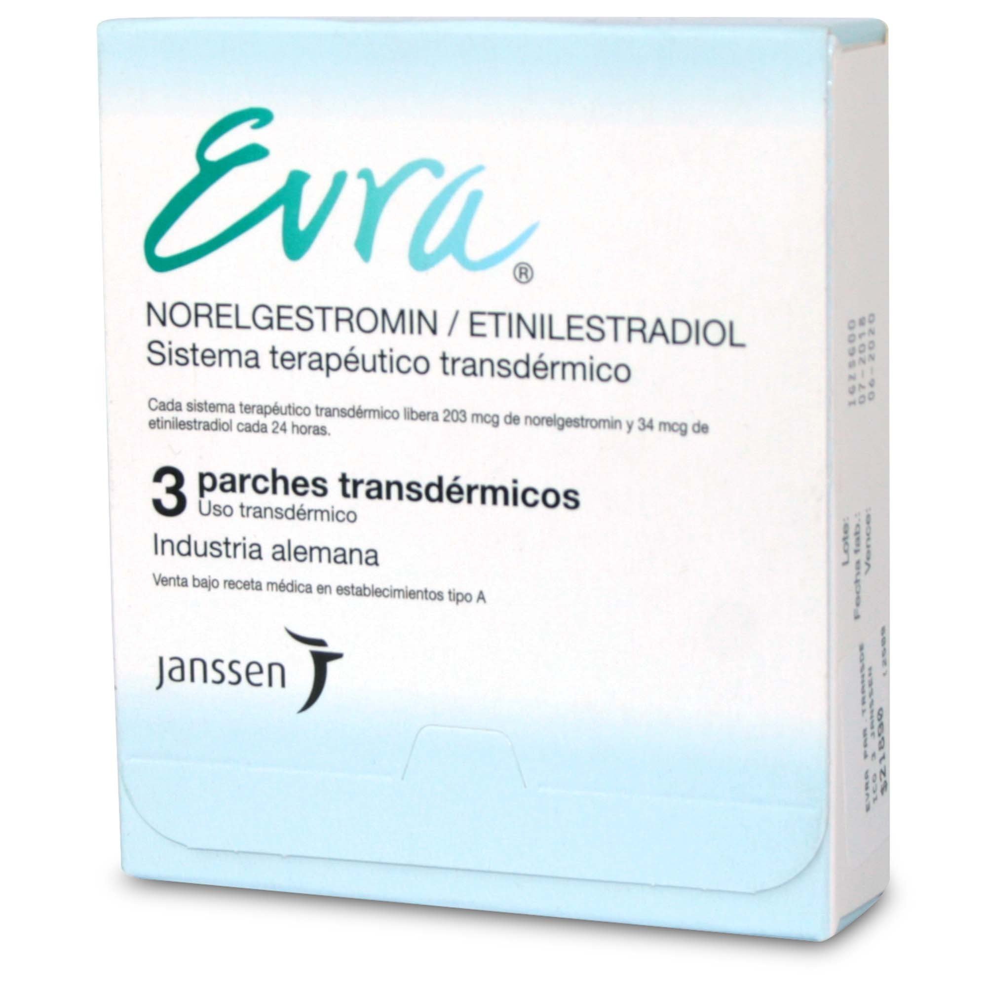 Evra Norelgestromina 6 mg Etinilestradiol 3 Parches Transdérmicos