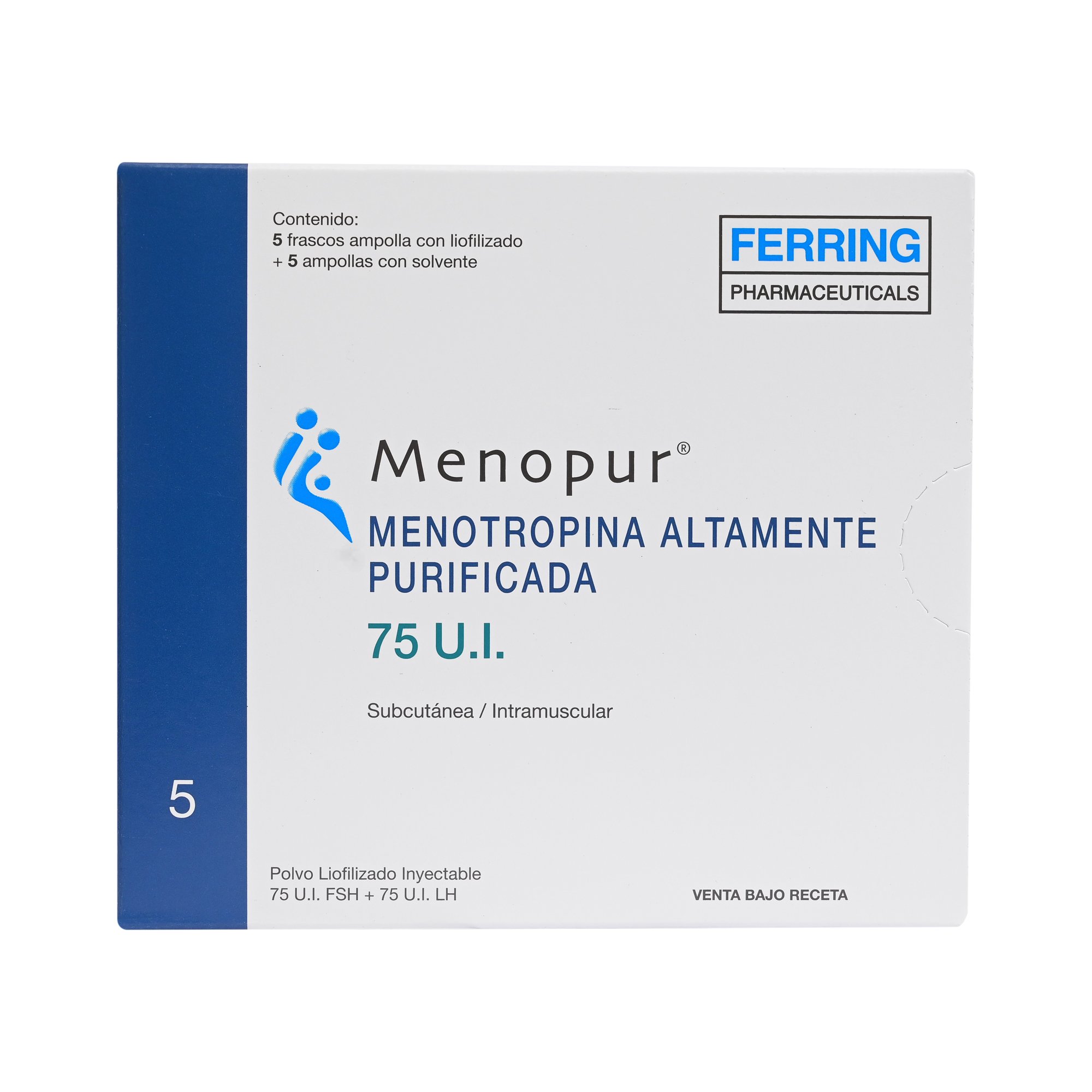 Menopur Menotropina Altamente Purificada 75 UI Polvo Liofilizado 5 Ampollas + 5 Solventes