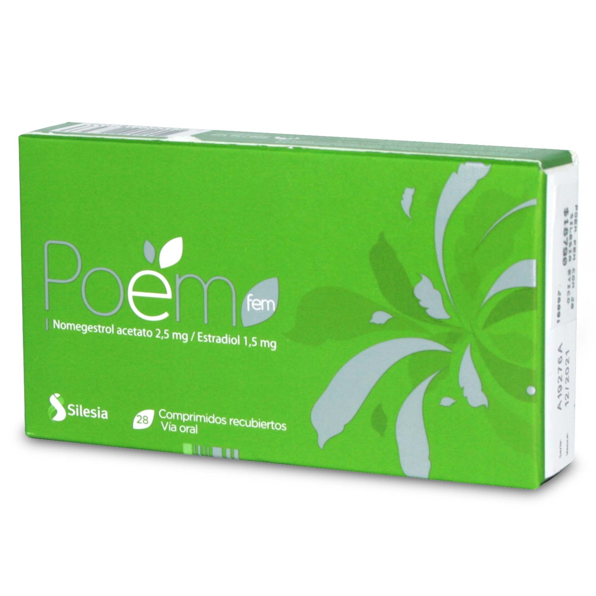 Poem Fem Nomegestrol 2,5 mg Estradiol 1,5 mg  28 Comprimidos Recubiertos