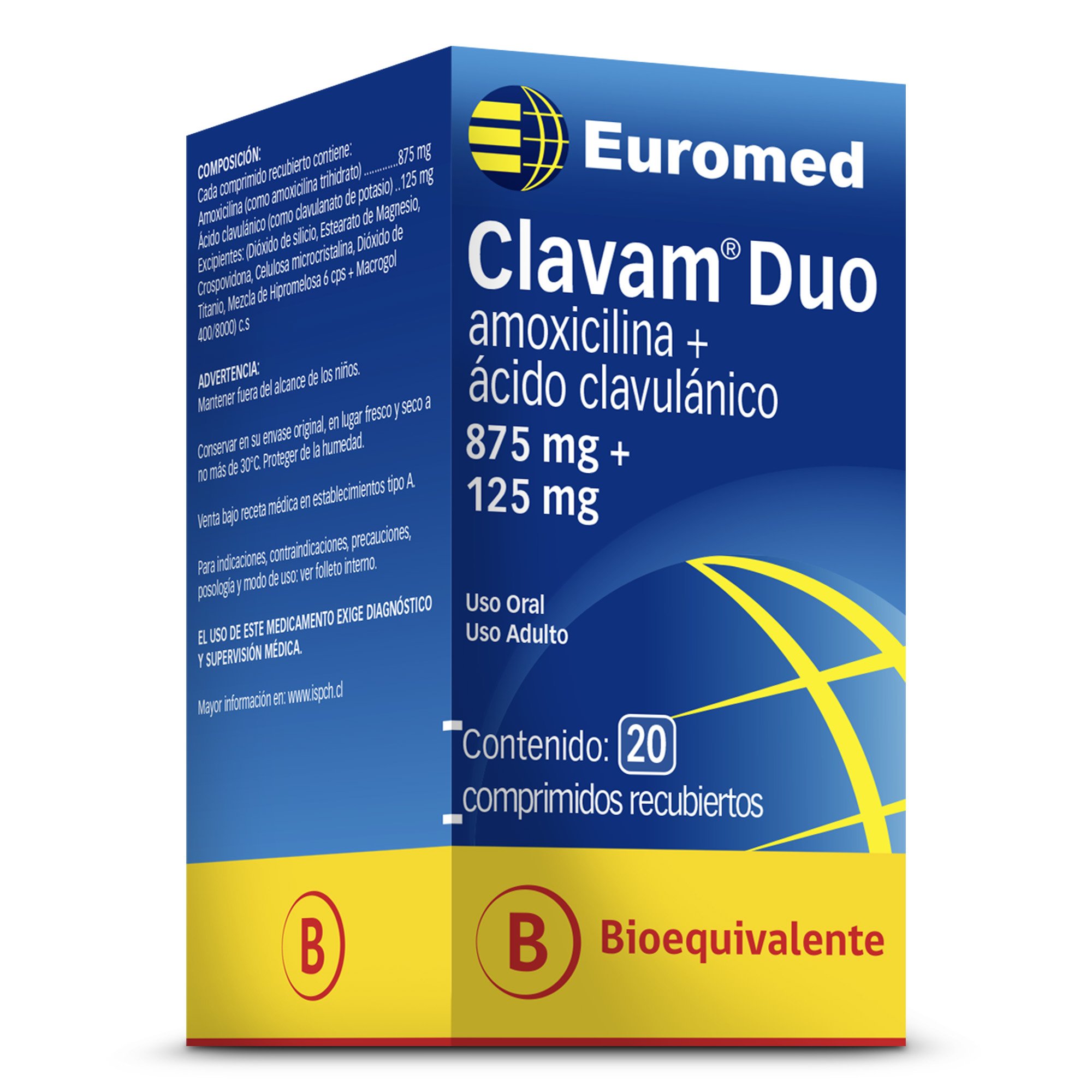 Clavam Duo Amoxicilina 875 mg 20 Comprimidos Recubierto