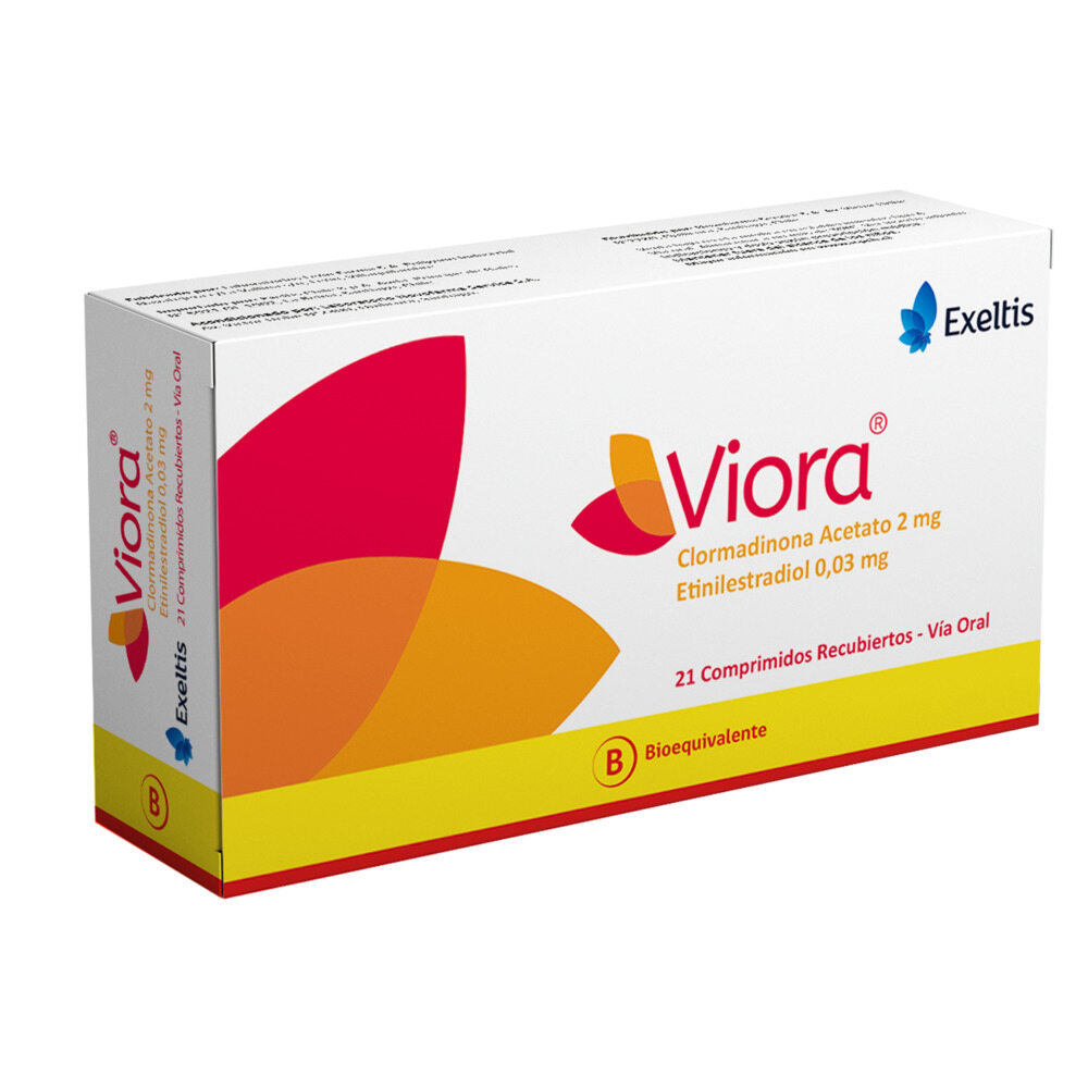 Viora Clormadinona Acetato 2 mg / Etinilestradiol 0,03 mg 21 comprimidos Recubiertos