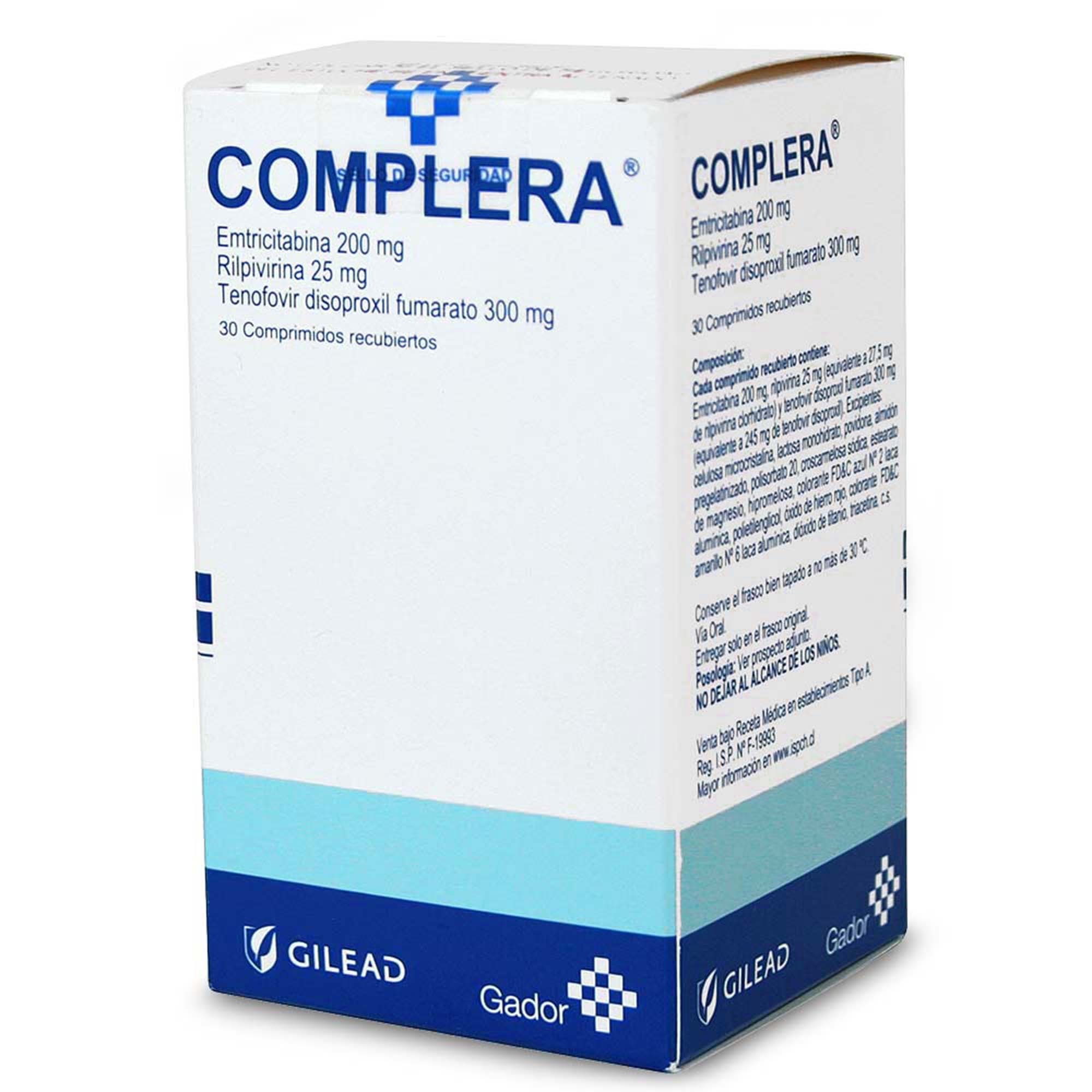 Complera Emtricitabina 200 mg 30 Comprimidos Recubierto