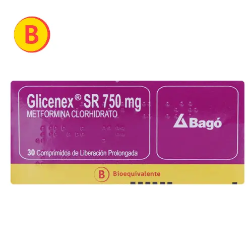 GLICENEX SR COMPRIMIDOS DE LIBERACIÓN PROLONGADA 750 mg (METFORMINA)
