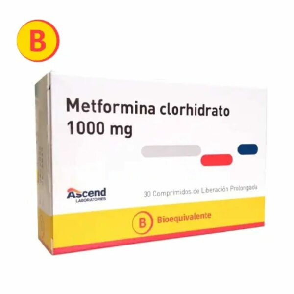 Metformina Clorhidrato 1000 Mg 30 Comprimidos de Liberación Prolongada (Cenabast)