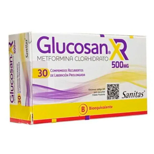 GLUCOSAN XR 500 COMPRIMIDOS RECUBIERTOS DE LIBERACIÓN PROLONGADA 500 mg (METFORMINA CLORHIDRATO)