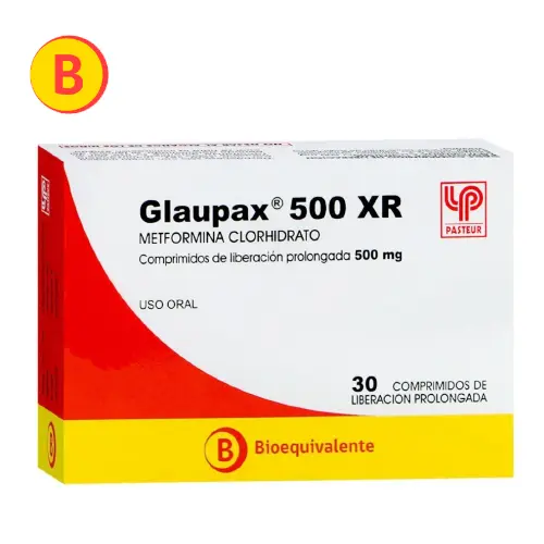 GLAUPAX 500 XR COMPRIMIDOS DE LIBERACIÓN PROLONGADA 500 mg (METFORMINA CLORHIDRATO)