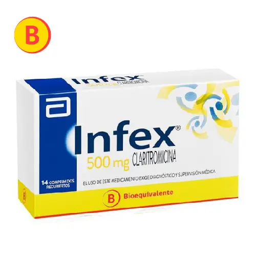 Infex 500mg Claritromicina x  14 Comprimidos