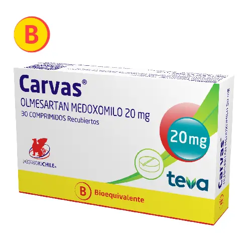 CARVAS COMPRIMIDOS RECUBIERTOS 20 mg (OLMESARTAN MEDOXOMILO)