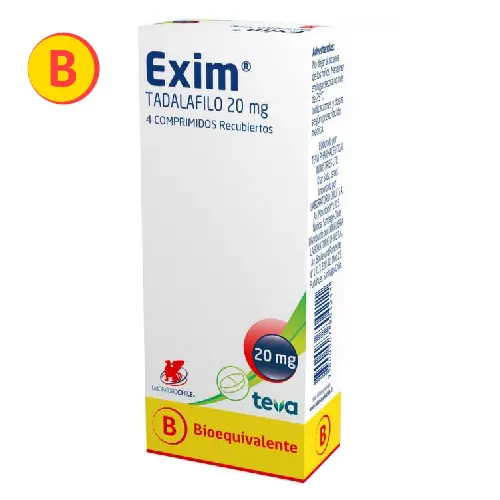 Exim Tadalafilo 20 mg x 4 Comprimidos Recubiertos (Lab Chile)
