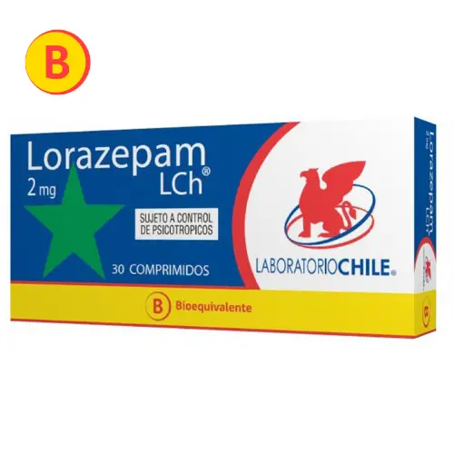 Lorazepam 2 mg x 30 comprimidos (Chile)