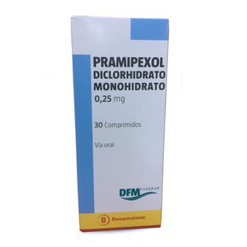 Pramipexol Diclorhidrato Monohidrato 0,25 mg x 30 Comprimidos (DFM)