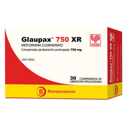 GLAUPAX 750 XR COMPRIMIDOS RECUBIERTOS DE LIBERACIÓN PROLONGADA 750 mg (METFORMINA CLORHIDRATO)
