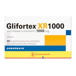 GLIFORTEX XR 1000 COMPRIMIDOS RECUBIERTOS DE LIBERACIÓN PROLONGADA 1000 mg (METFORMINA CLORHIDRATO)