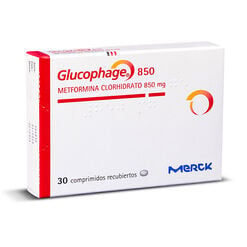 GLUCOPHAGE 850 COMPRIMIDOS RECUBIERTOS 850 mg (METFORMINA CLORHIDRATO)