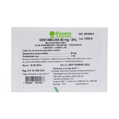GENTAMICINA SOLUCIÓN INYECTABLE 80 mg/2 mL