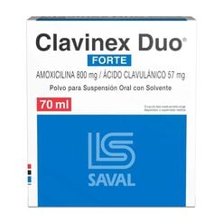 Clavinex Duo Forte 800 mg/57 mg/5 ml x 70 ml Polvo para Suspensión Oral con Solvente