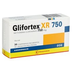 GLIFORTEX XR COMPRIMIDOS RECUBIERTOS DE LIBERACION PROLONGADA 750 mg (METFORMINA CLORHIDRATO GRÁNULOS CD 95% / METFORMINA CLORHIDRATO 95,0%)