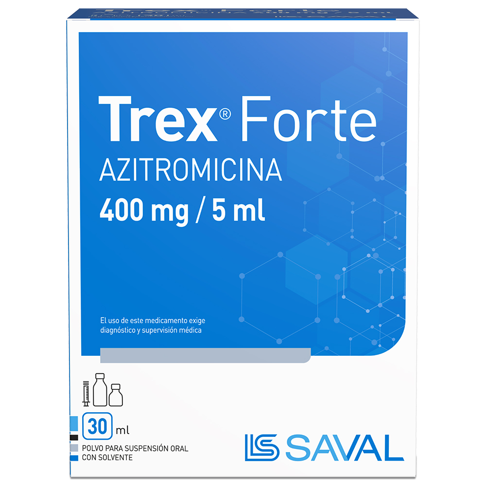 Trex Forte Azitromicina 400 mg / 5 mL Suspensión Oral con Solvente 30 mL