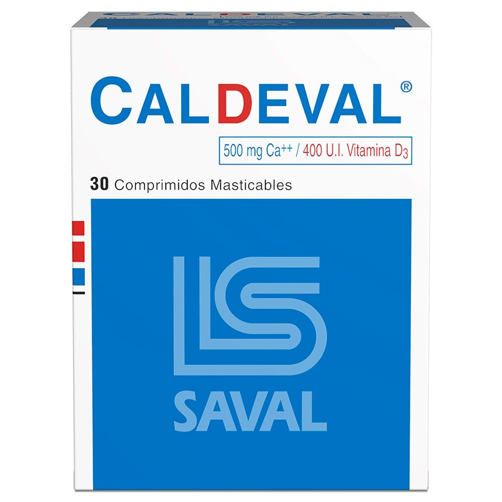 Caldeval Calcio 1250 mg Vitamina D3 400 UI 30 Comprimidos Masticables