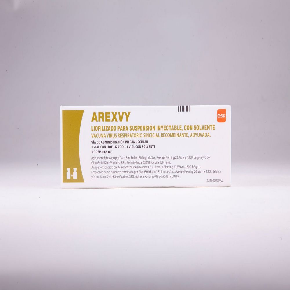 AREXVY LIOFILIZADO PARA SUSPENSIÓN INYECTABLE, CON SOLVENTE (VACUNA VIRUS RESPIRATORIO SINCICIAL RECOMBINANTE, ADYUVADA)