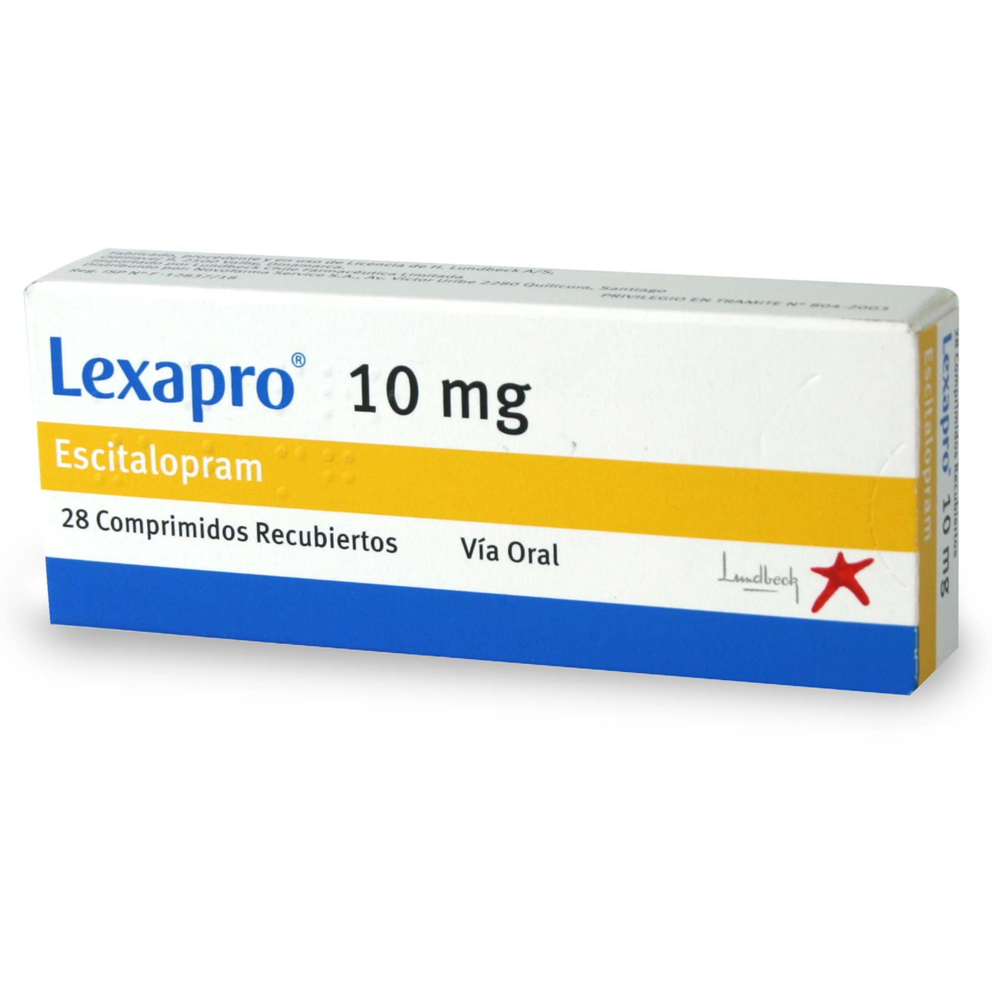 Lexapro Escitalopram 10 mg 28 Comprimidos Recubiertos