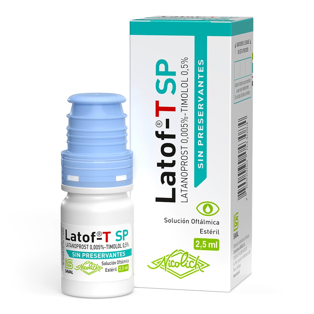 Latof-T SP Latanoprost 0,005% Timolol 0,5% Solución Oftálmica 2,5 mL Sin Preservantes