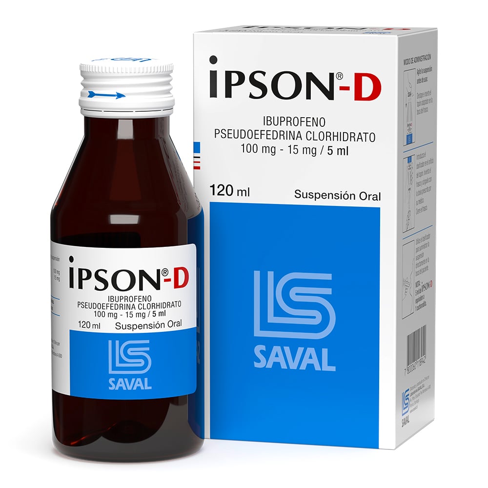 Ipson-D Ibuprofeno 100 mg / 5 mL Suspensión Oral 120 mL