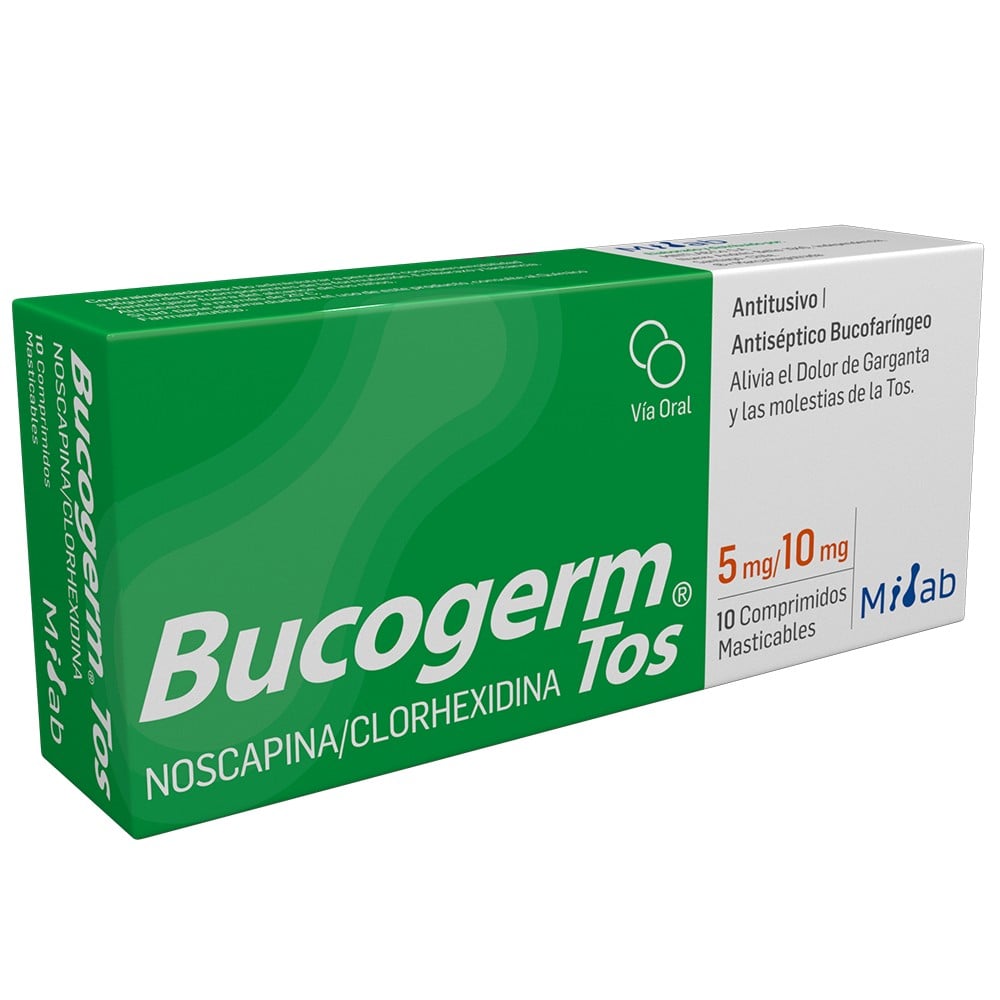 Bucogerm Tos Noscapina 10 mg Clorhexidina 5 mg 10 Comprimidos Masticable