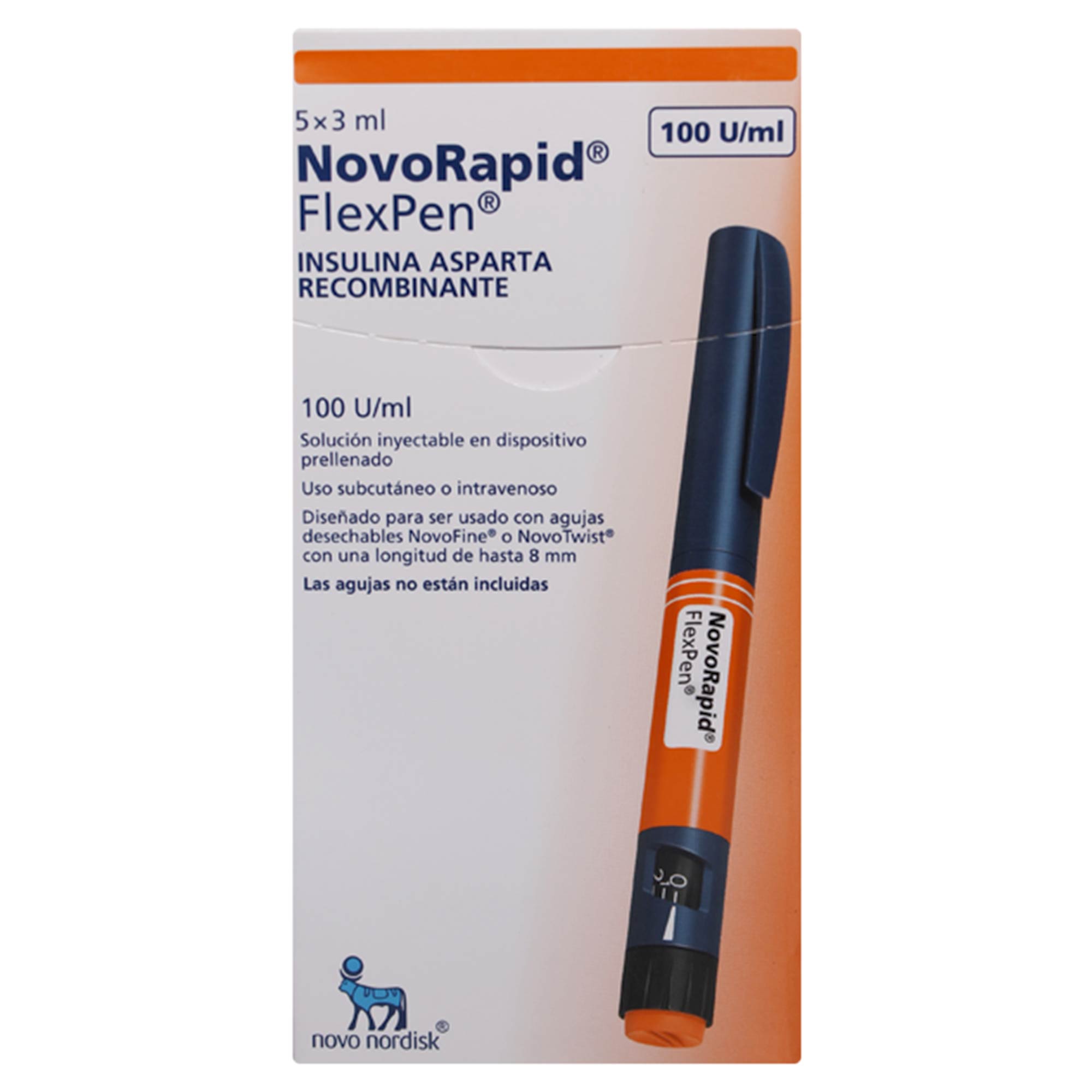 Novorapid 5 Flexpen Insulina Aspartica Soluble 100 UI/ml 5 Cartridge