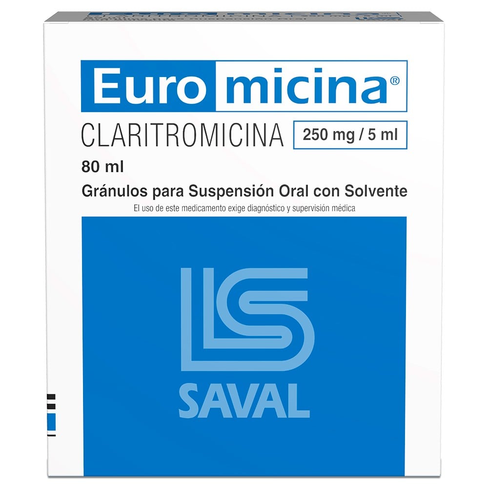 Euromicina Claritromicina 250 mg/5mL Suspensión 80 mL