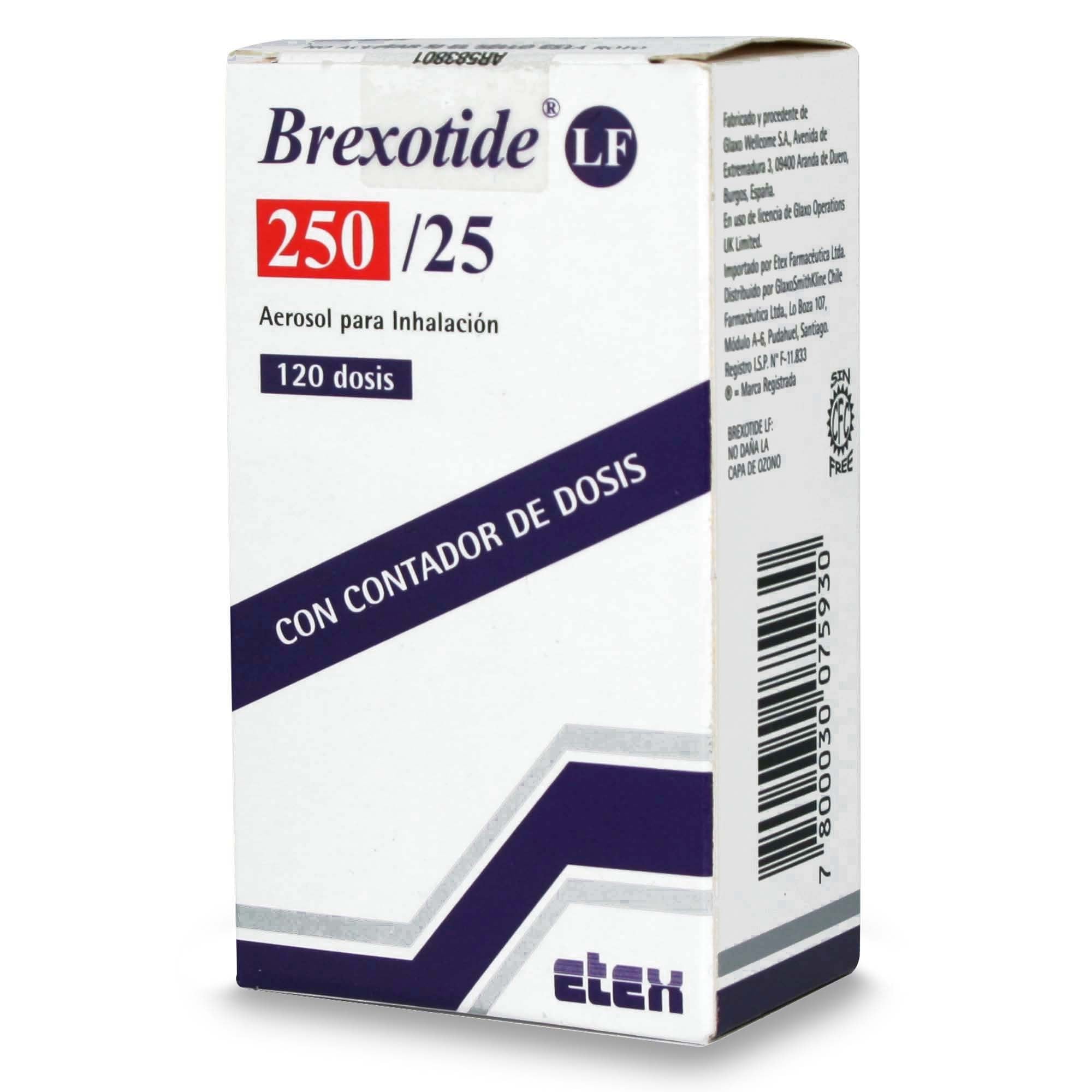 Brexotide Lf 250/25 Salmeterol 25 mcg/DS Inhalador Bucal 120 Dosis