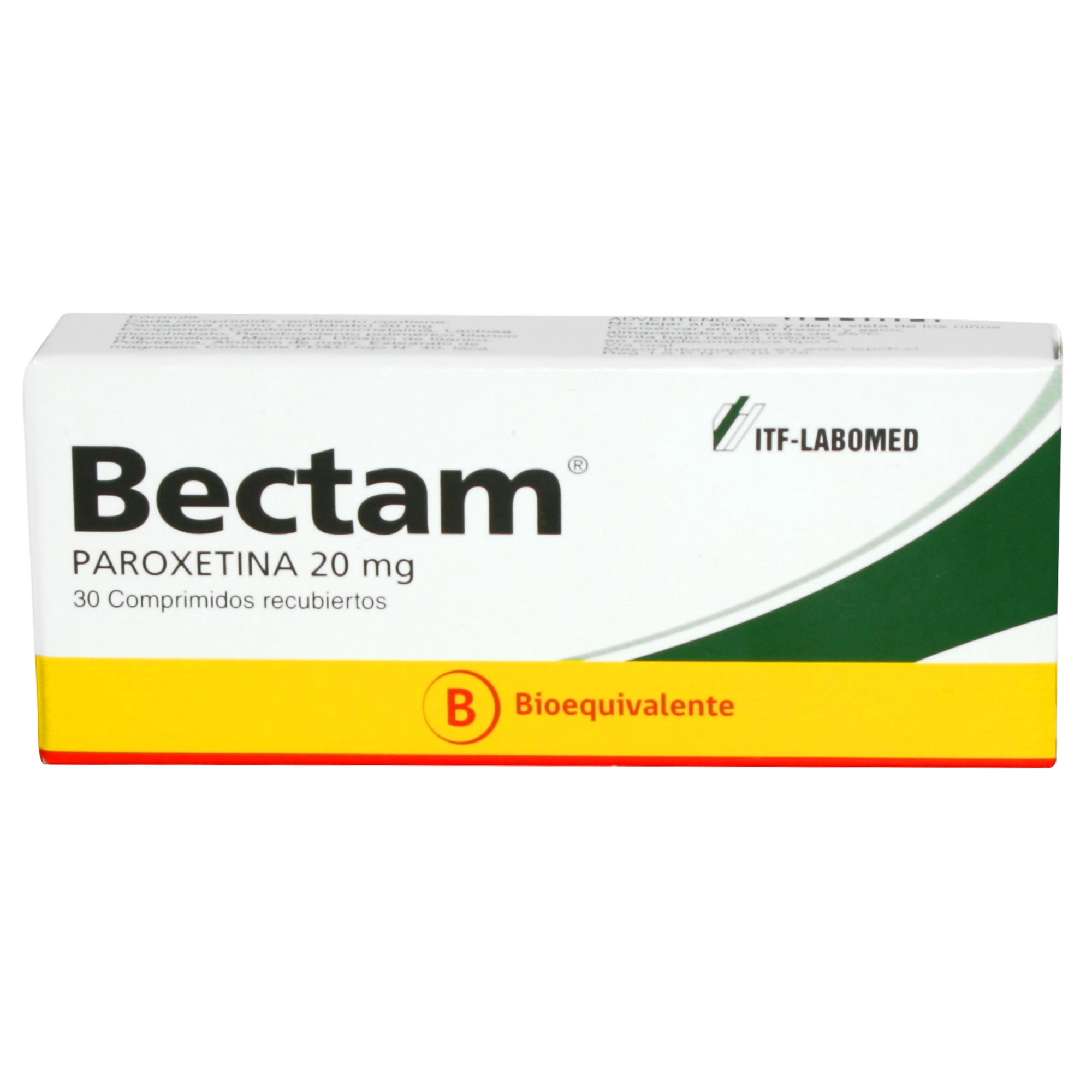 Bectam Paroxetina 20 mg 30 Comprimidos