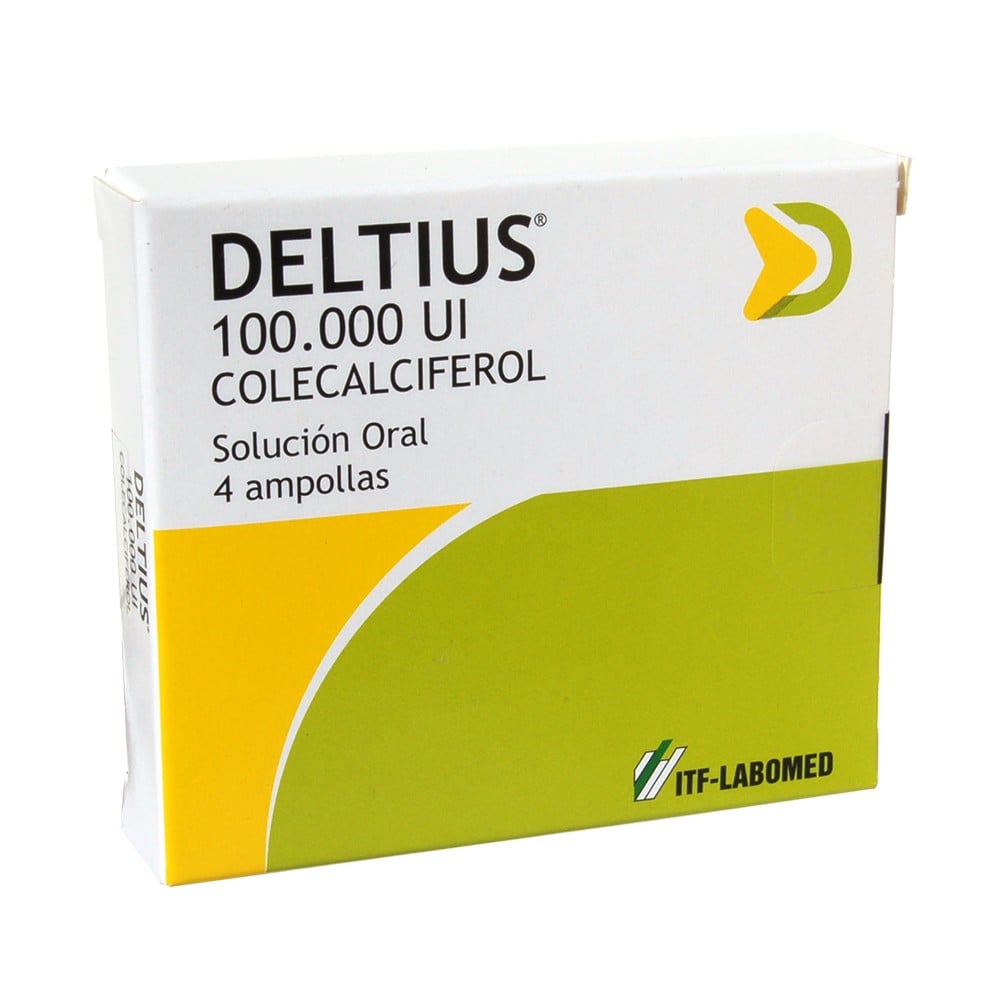 Deltius Colecalciferol 100.000 UI Solucion Oral 1 mL 4 Ampollas