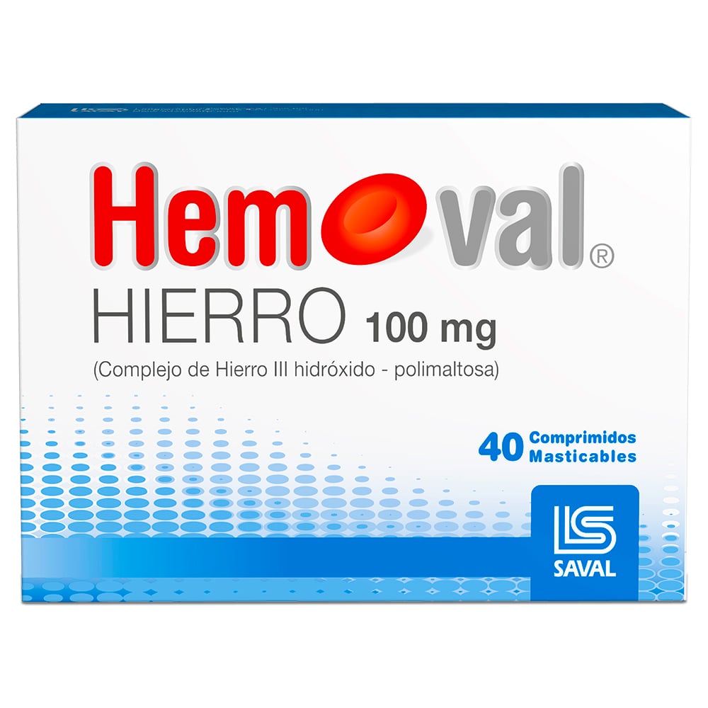 Hemoval Hierro 100 mg 40 Comprimidos Masticables