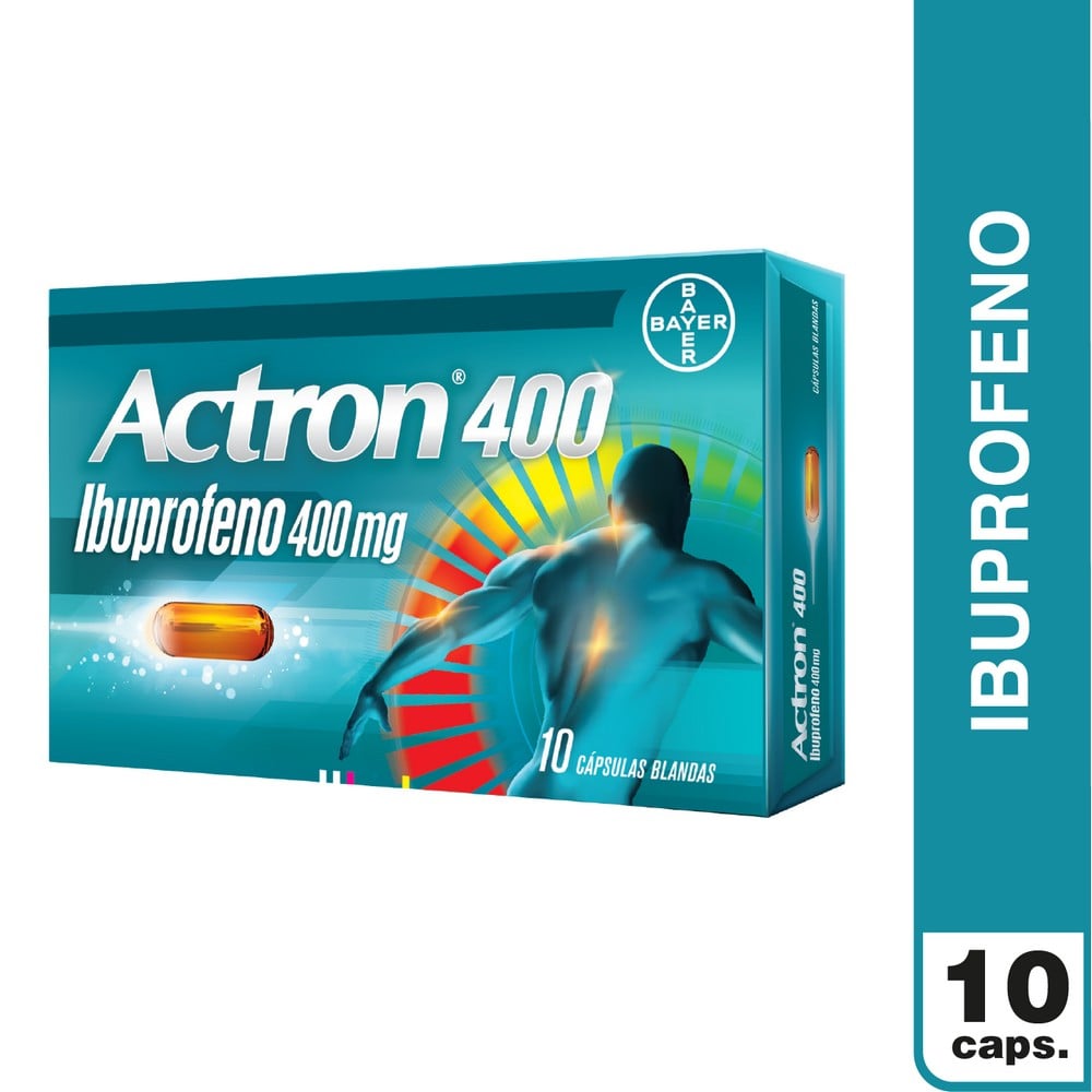 Actron 400 Ibuprofeno 400 mg 10 Cápsulas Blandas