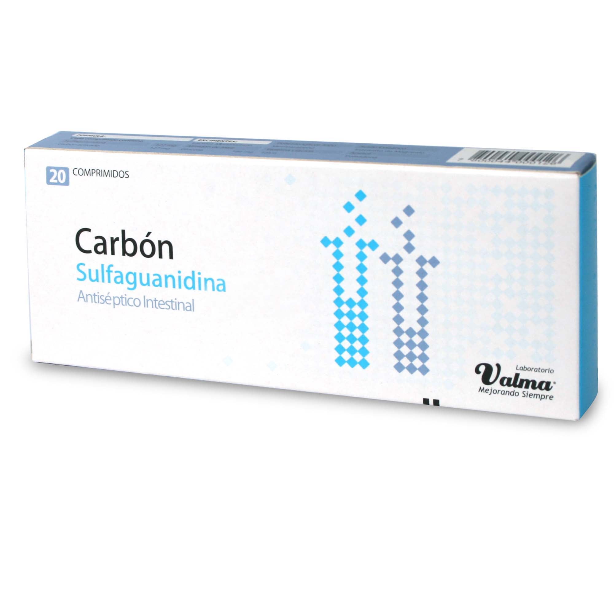 Carbón Sulfaguanidina Carbón 127 mg 20 Comprimidos