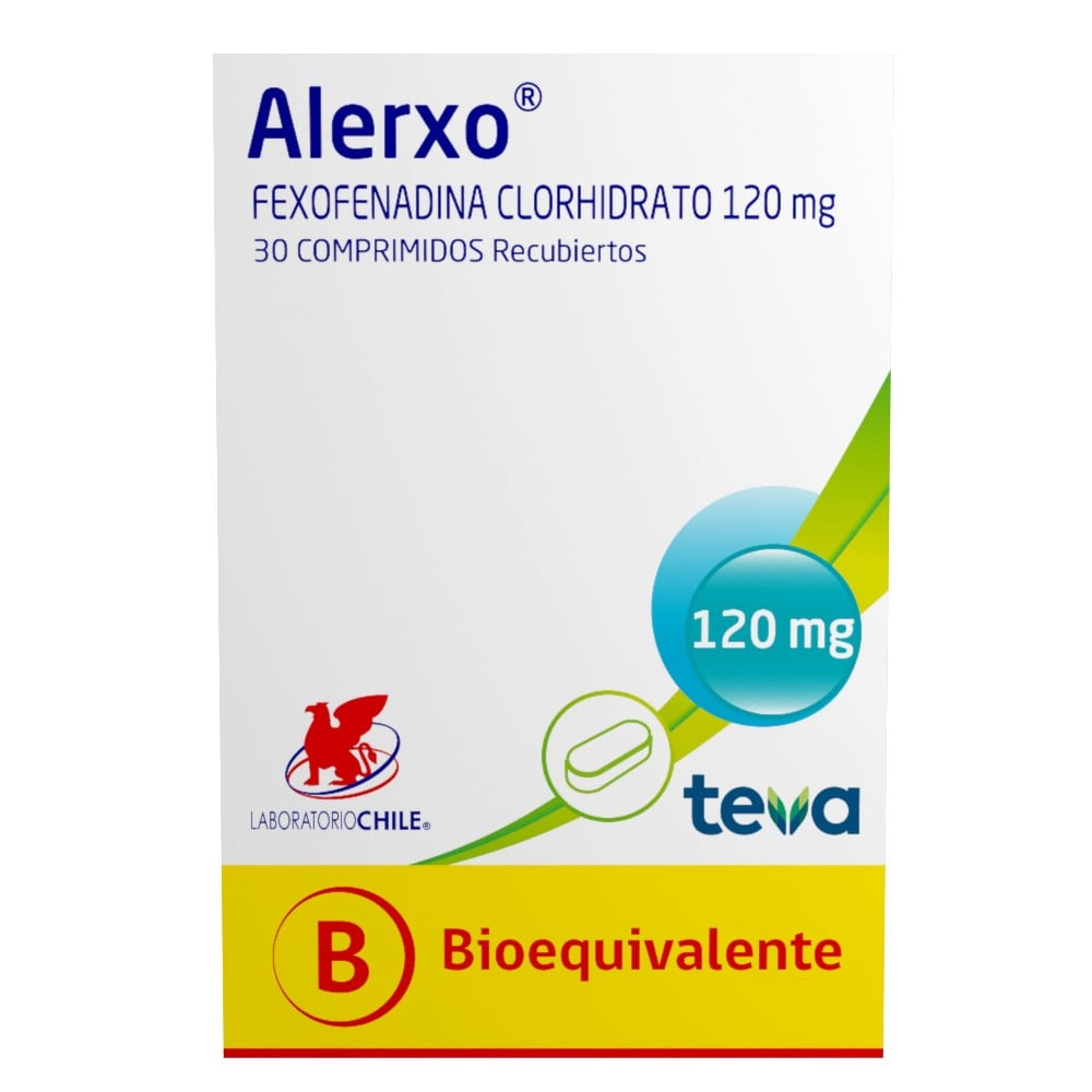 Alerxo Fexofenadina Clorhidrato 120 mg 30 Comprimidos Recubiertos