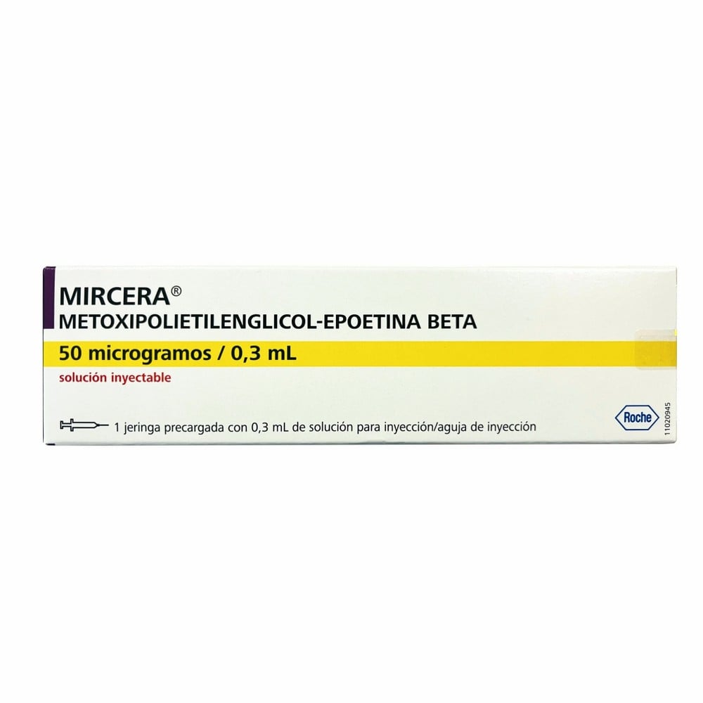 MIRCERA SOLUCIÓN INYECTABLE 50 mcg/0,3 mL (METOXIPOLIETILENGLICOL-EPOETINA BETA)