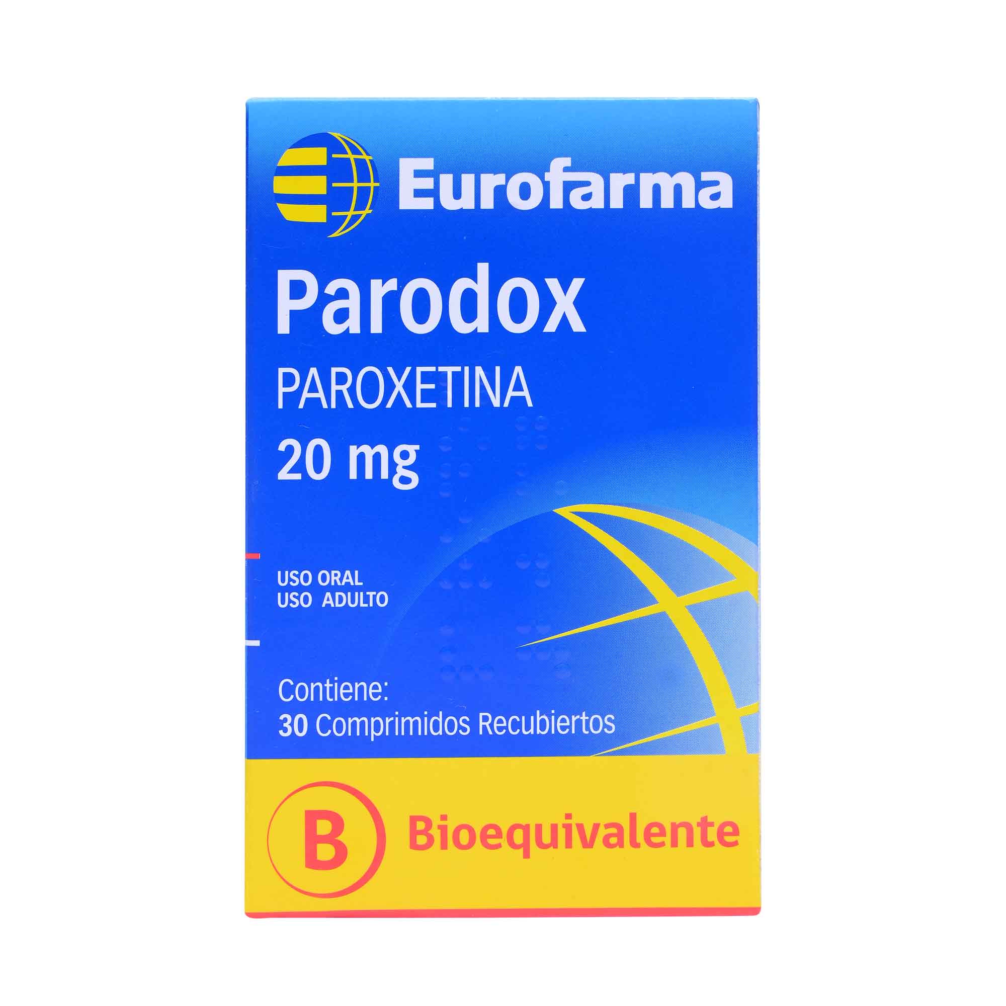 Parodox Paroxetina 20 mg 30 Comprimidos Recubiertos