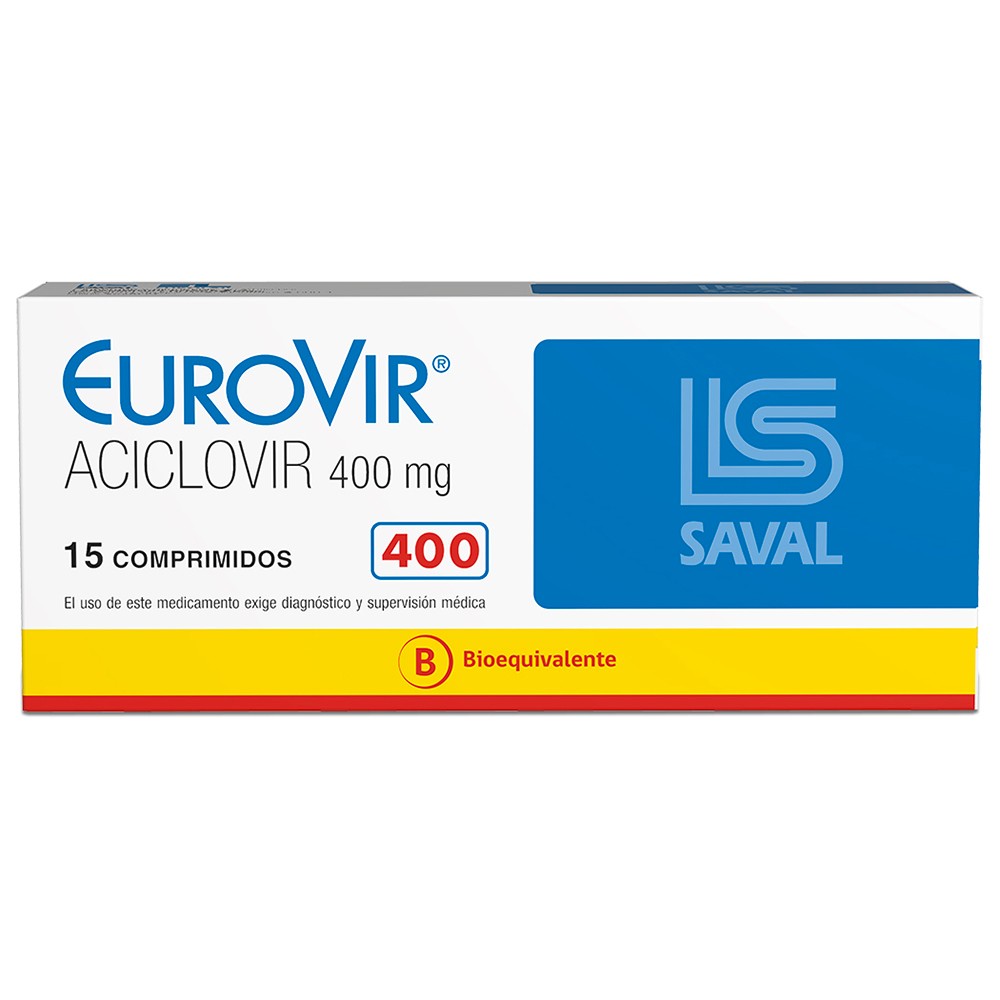 Eurovir Aciclovir 400 mg 15 Comprimidos