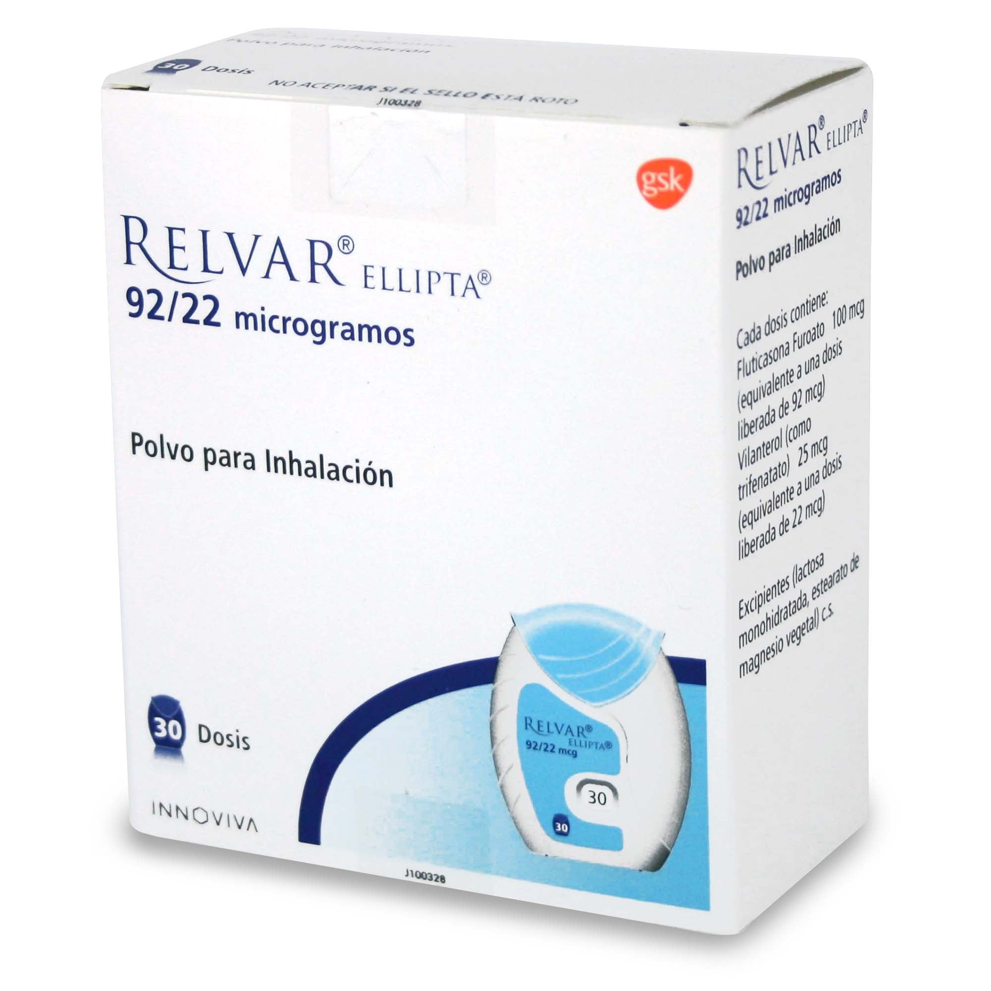 RELVAR ELLIPTA 184/22 POLVO PARA INHALACIÓN (FLUTICASONA FUROATO/VILANTEROL TRIFENATATO)