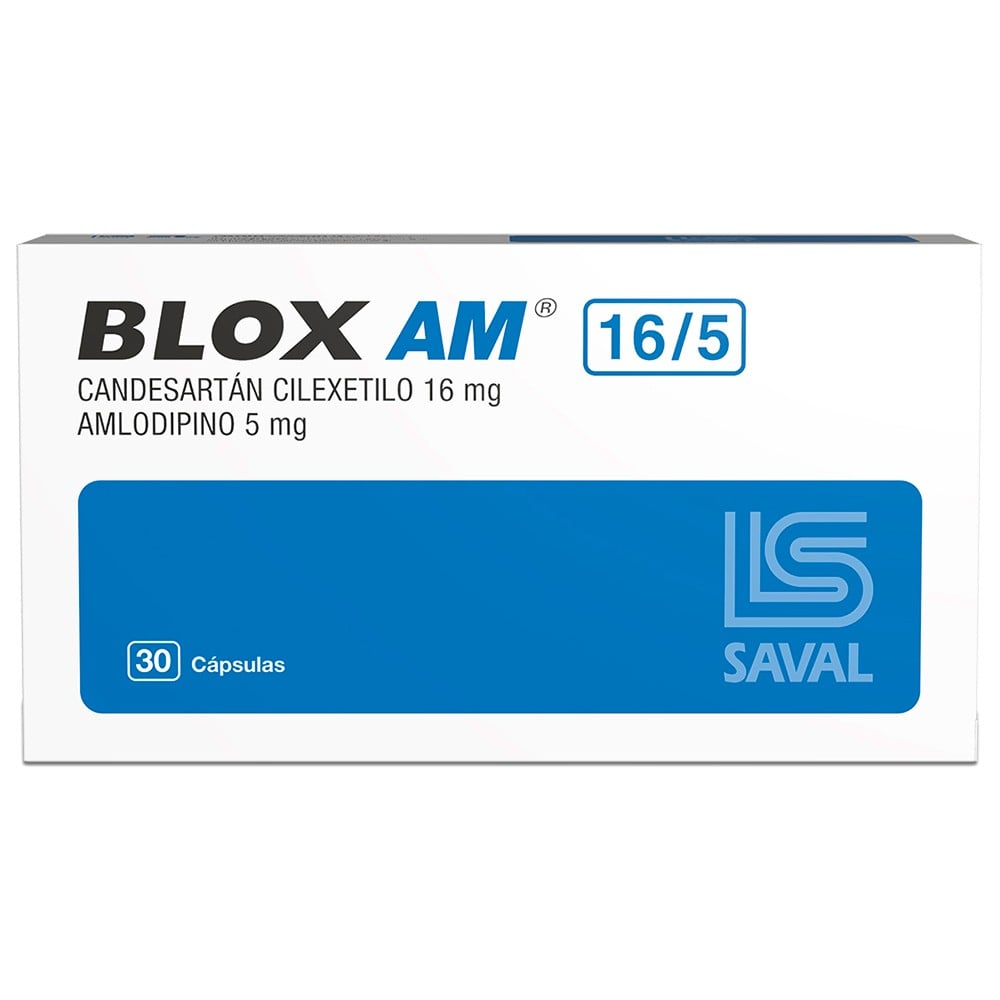 Blox AM Candesartan Cilexetilo 16 mg Amlodipino 5 mg 30 cápsulas