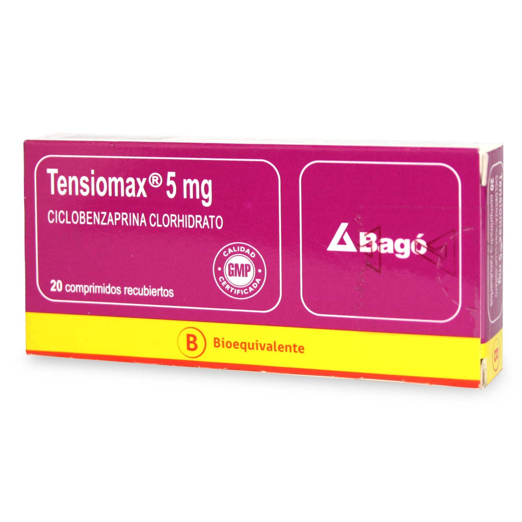 Tensiomax Ciclobenzaprina 5 mg 20 Comprimidos Recubierto