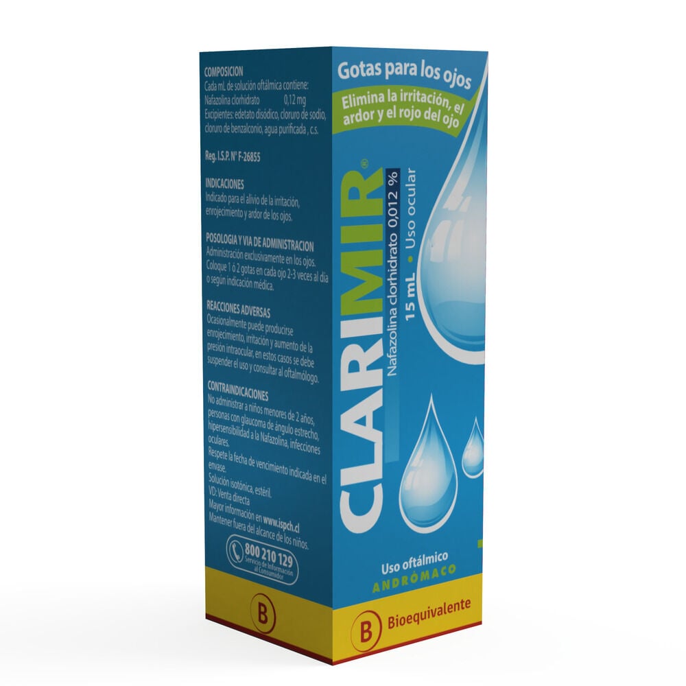Clarimir Nafazolina 0,012% Solución Oftálmica 15 mL